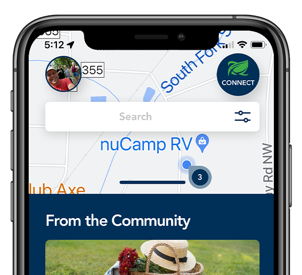nuCamp App on Half Phone Screen